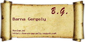 Barna Gergely névjegykártya